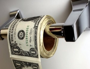 a toilet paper made ​​of dollars