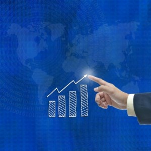 hand drawing a graph on blue background