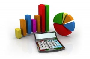 Calculator And Graphs Representing A Business Financial Performance