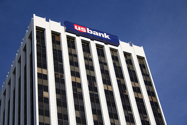 front face of a bank building