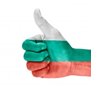Thumb up with bulgarian flag pictured on the hand